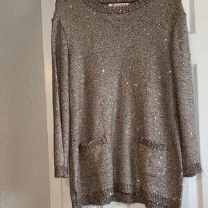 Elegant Sequin-Embellished Brown Sweater